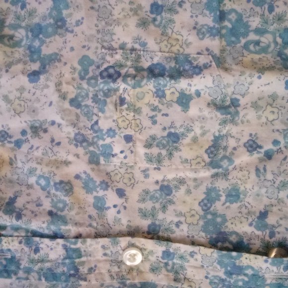 American Eagle Blue and Yellow Floral Flowered Shirt Long Sleeve Button Down Med - Picture 2 of 6